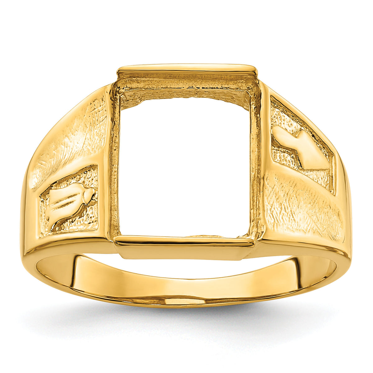 14k Men's Polished and Textured Masonic Ring Mounting-Y4092