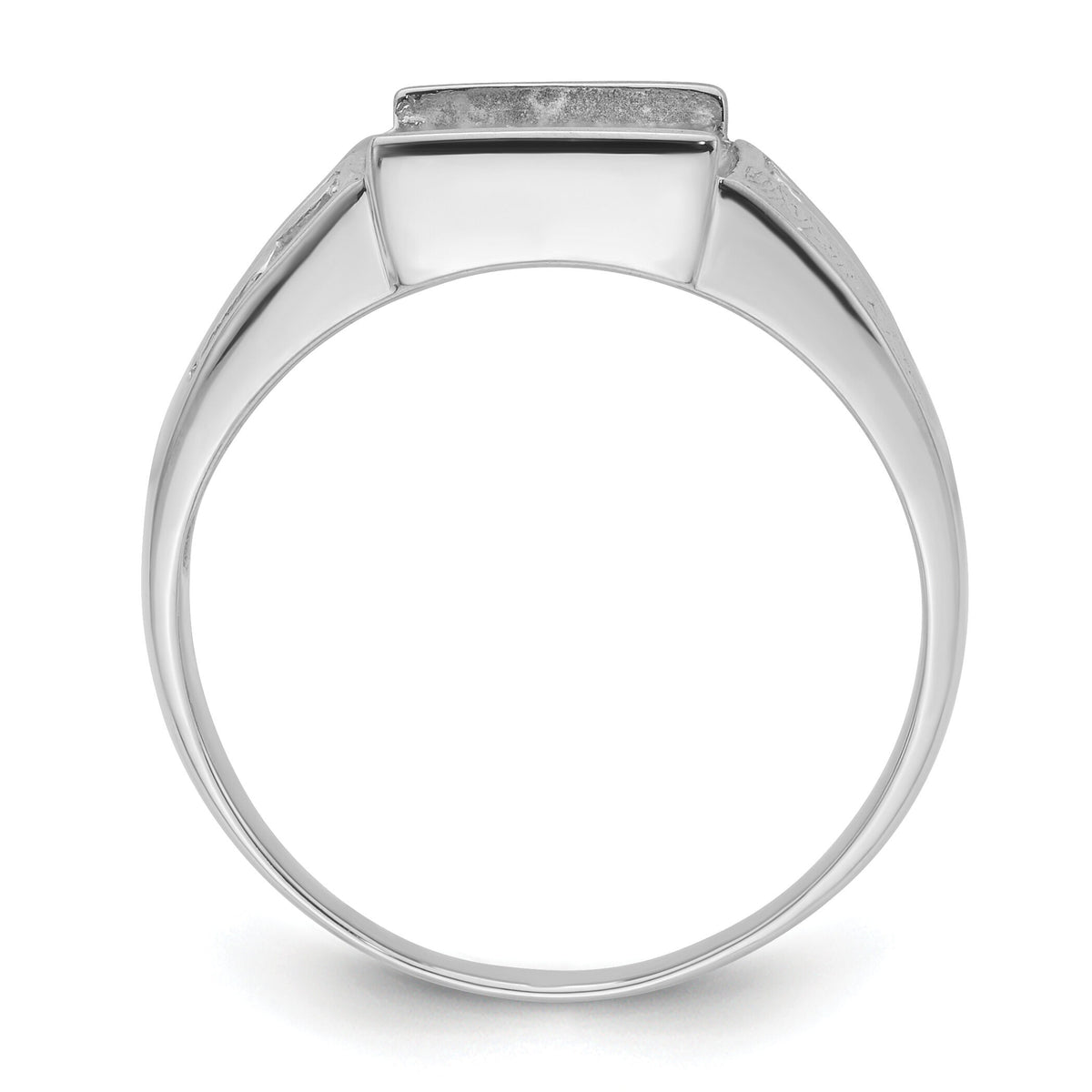 14k White Gold Men's Polished and Textured Masonic Ring Mounting-Y4093