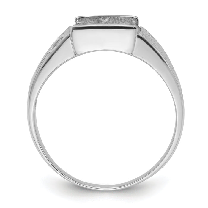14k White Gold Men's Polished and Textured Masonic Ring Mounting-Y4093
