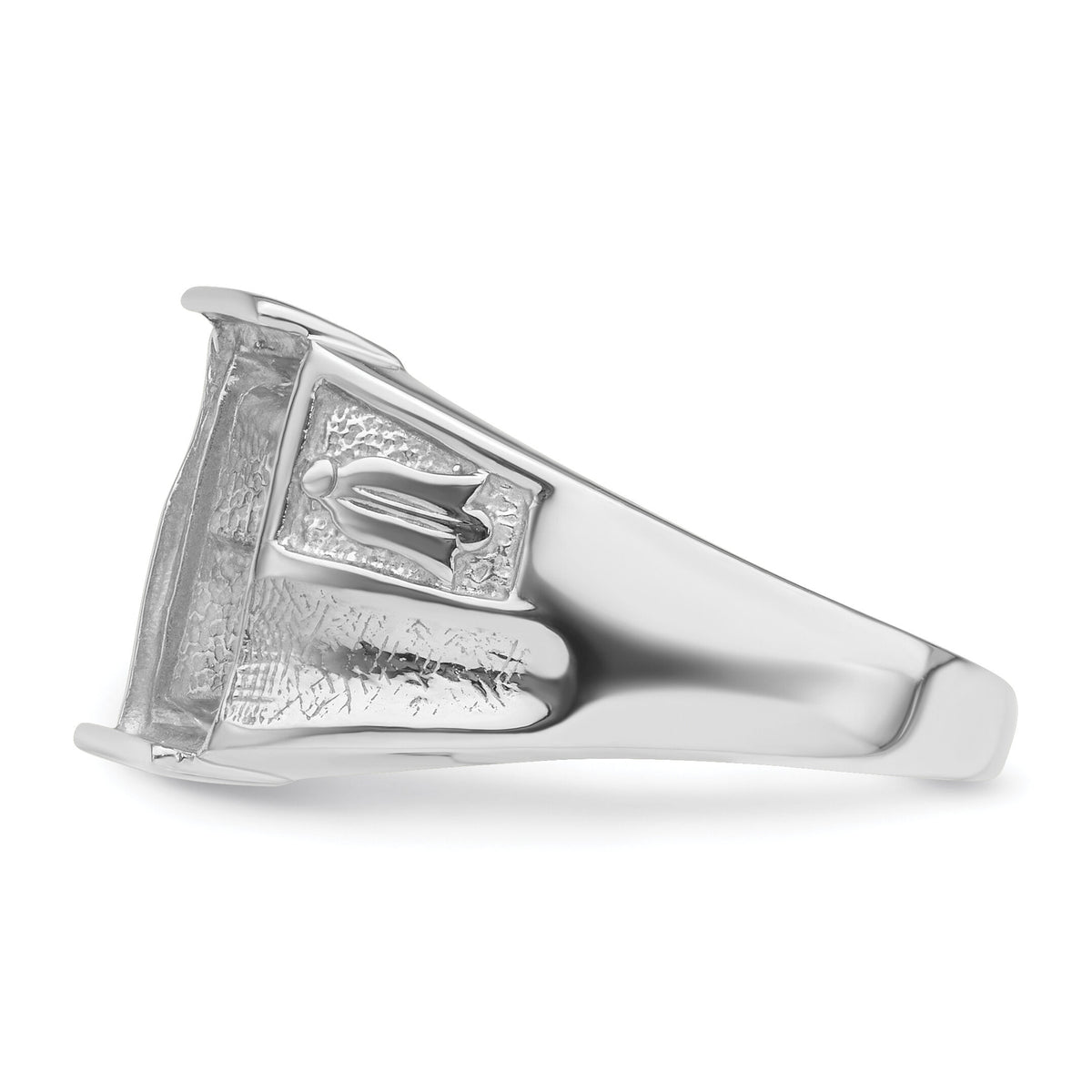 14k White Gold Men's Polished and Textured Masonic Ring Mounting-Y4093