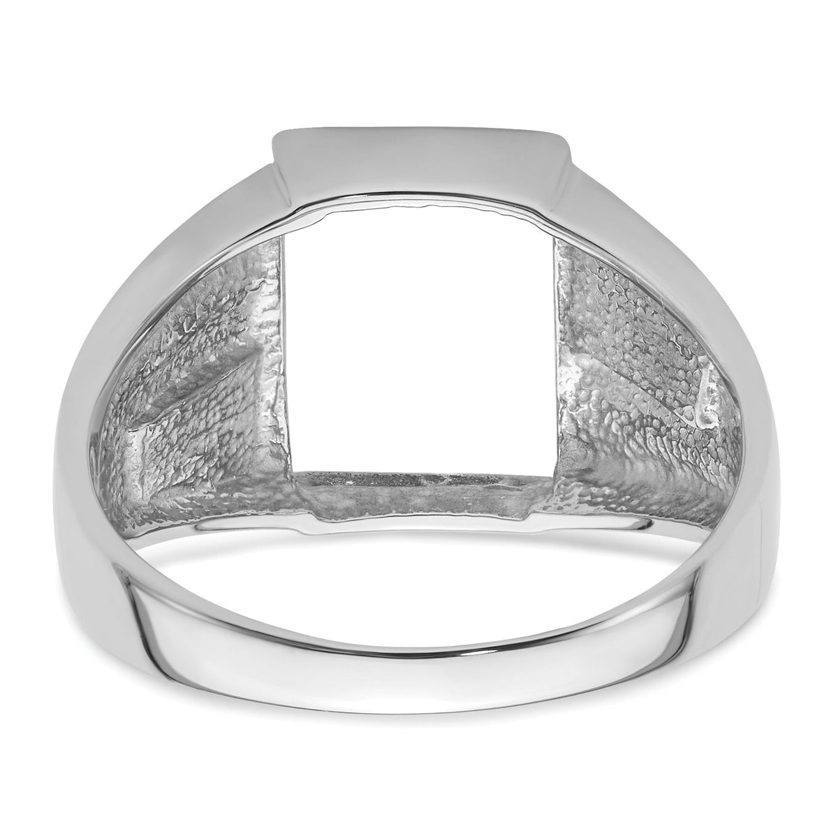 14k White Gold Men's Polished and Textured Masonic Ring Mounting-Y4093