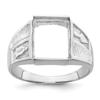 14k White Gold Men's Polished and Textured Masonic Ring Mounting-Y4093