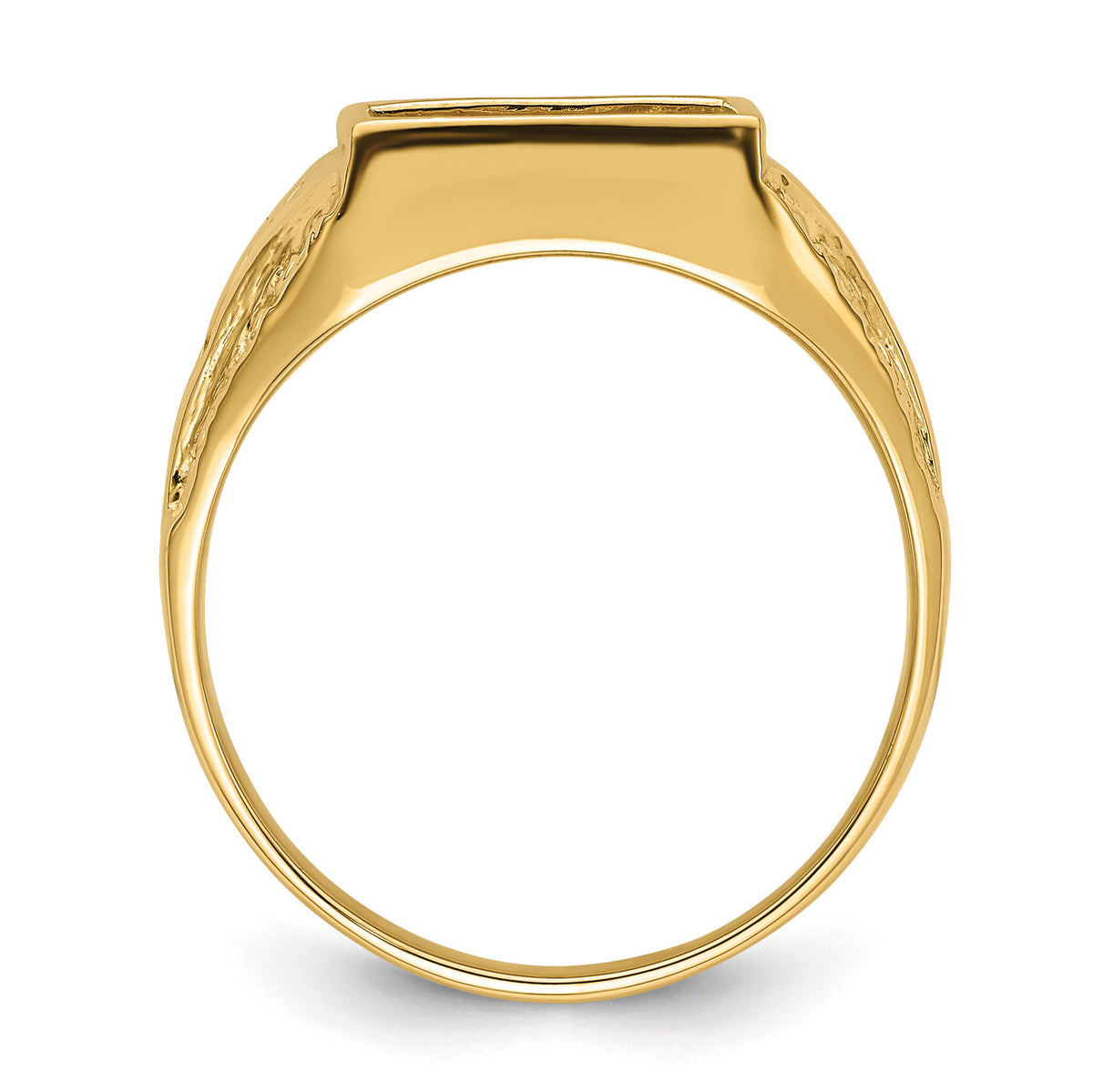 14k Men's Polished and Textured Masonic Ring Mounting-Y4094