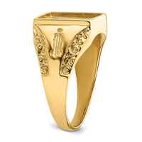 14k Men's Polished and Textured Masonic Ring Mounting-Y4094