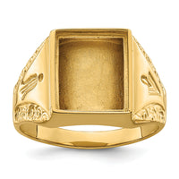14k Men's Polished and Textured Masonic Ring Mounting-Y4094