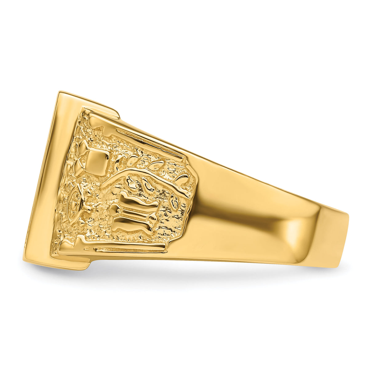 14k Men's Polished and Textured Masonic Ring Mounting-Y4096