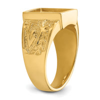 14k Men's Polished and Textured Masonic Ring Mounting-Y4096