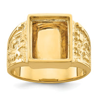 14k Men's Polished and Textured Masonic Ring Mounting-Y4096