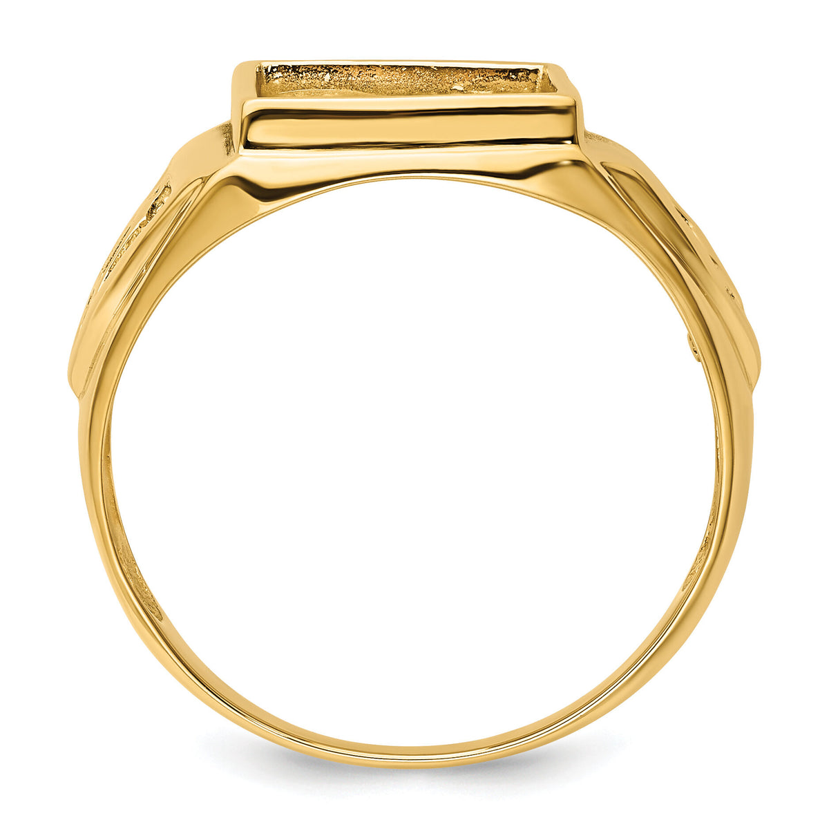 14k Men's Polished and Textured Masonic Ring Mounting-Y4098