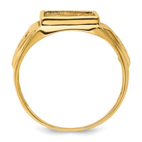 14k Men's Polished and Textured Masonic Ring Mounting-Y4098