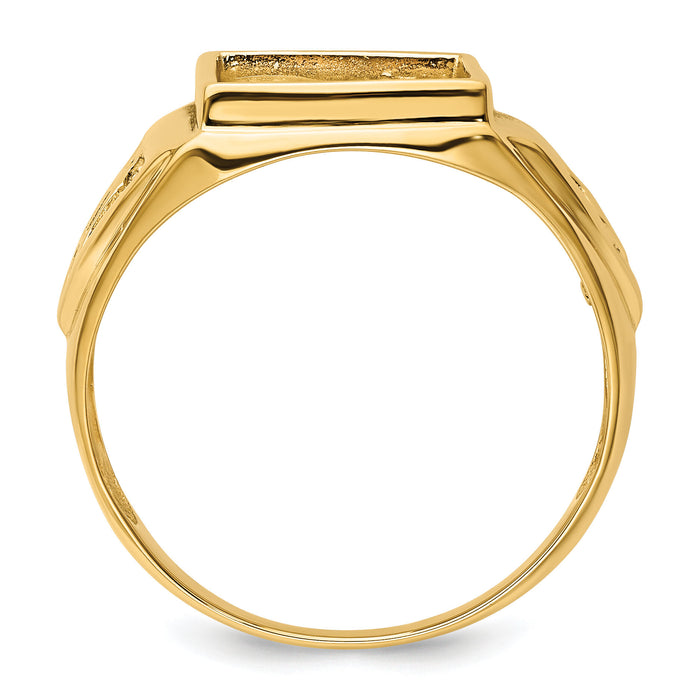 14k Men's Polished and Textured Masonic Ring Mounting-Y4098