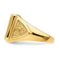 14k Men's Polished and Textured Masonic Ring Mounting-Y4098