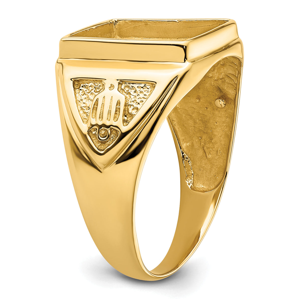14k Men's Polished and Textured Masonic Ring Mounting-Y4098