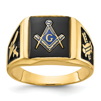 14k Men's Polished and Textured Masonic Ring Mounting-Y4100
