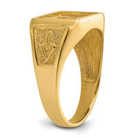 14k Men's Polished and Textured Masonic Ring Mounting-Y4108