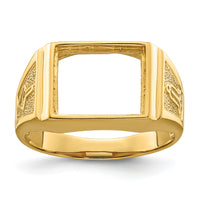 14k Men's Polished and Textured Masonic Ring Mounting-Y4108