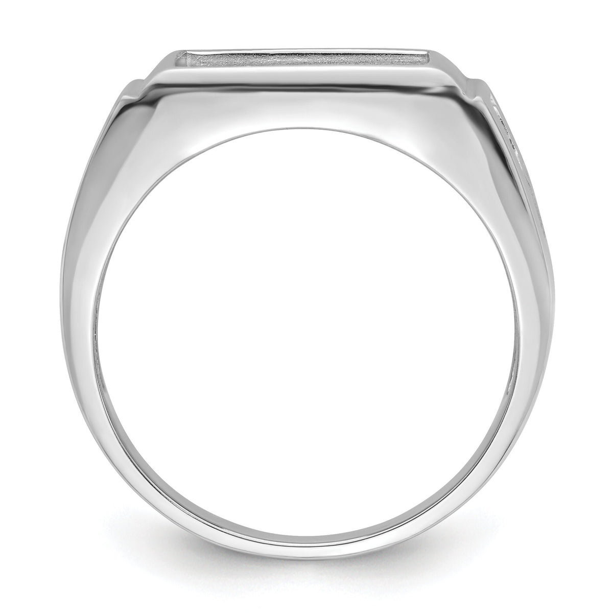 14k White Gold Men's Polished and Textured Masonic Ring Mounting-Y4109