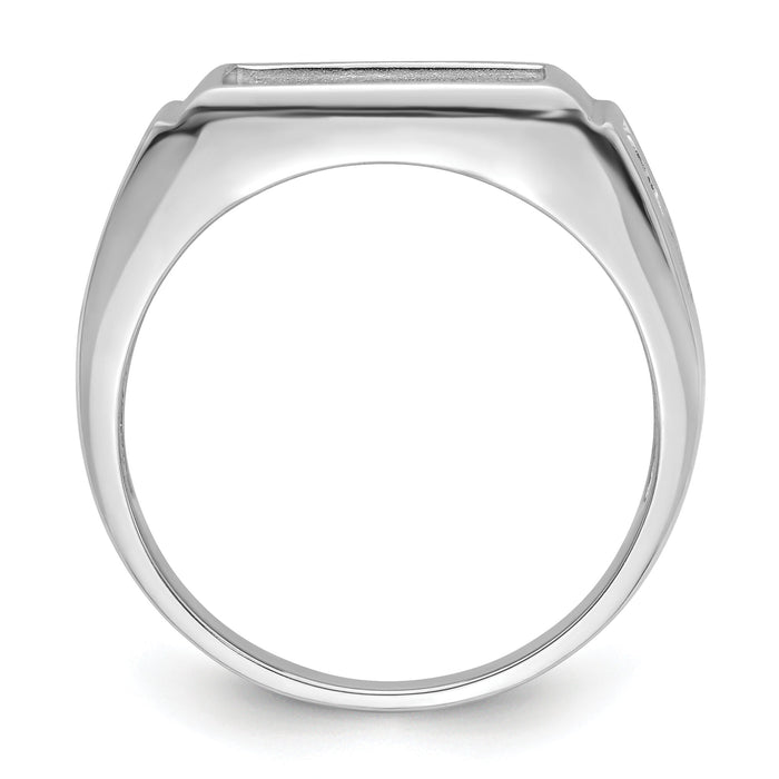 14k White Gold Men's Polished and Textured Masonic Ring Mounting-Y4109