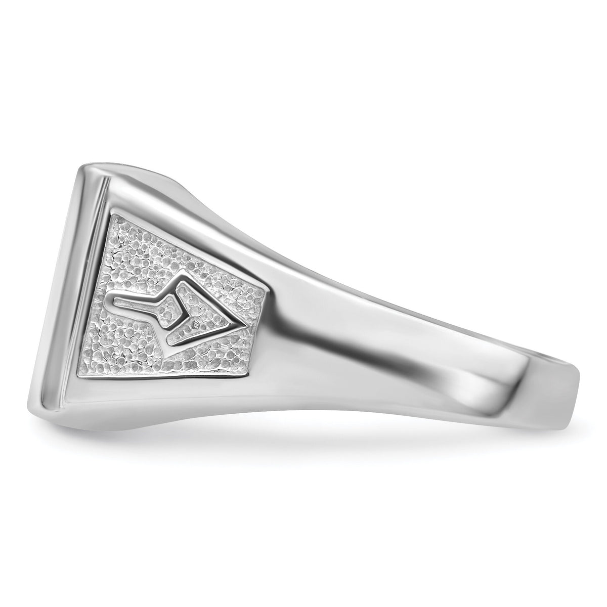 14k White Gold Men's Polished and Textured Masonic Ring Mounting-Y4109