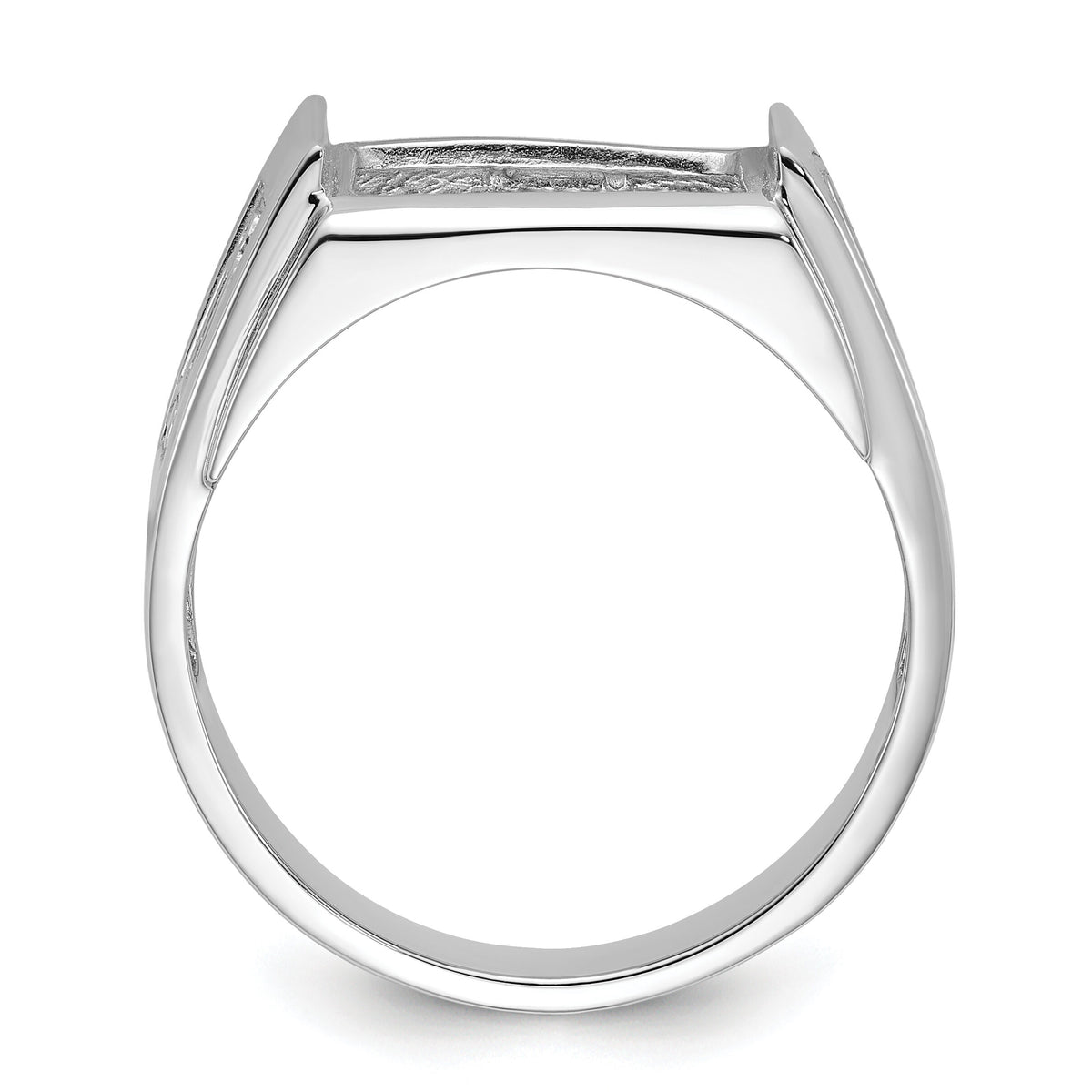 14k White Gold Men's Polished and Textured Masonic Ring Mounting-Y4111
