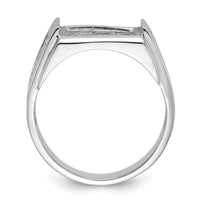 14k White Gold Men's Polished and Textured Masonic Ring Mounting-Y4111