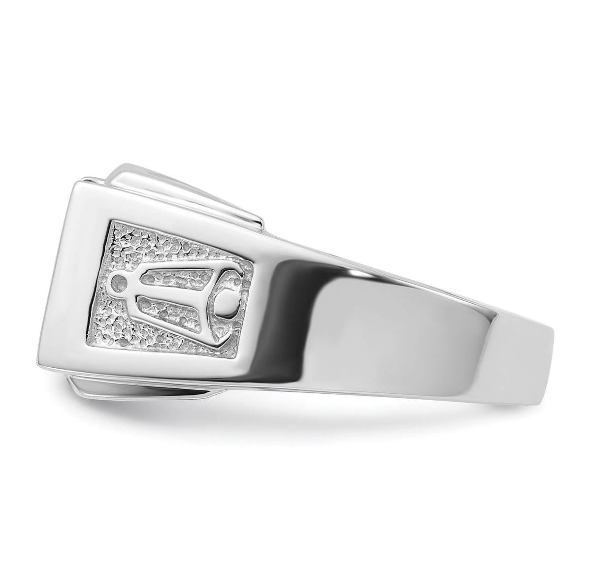 14k White Gold Men's Polished and Textured Masonic Ring Mounting-Y4111