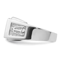 14k White Gold Men's Polished and Textured Masonic Ring Mounting-Y4111
