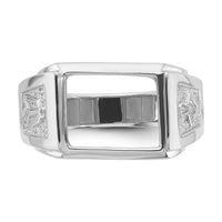 14k White Gold Men's Polished and Textured Masonic Ring Mounting-Y4111