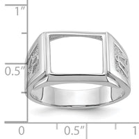 14k White Gold Men's Polished and Textured Masonic Ring Mounting-Y4111