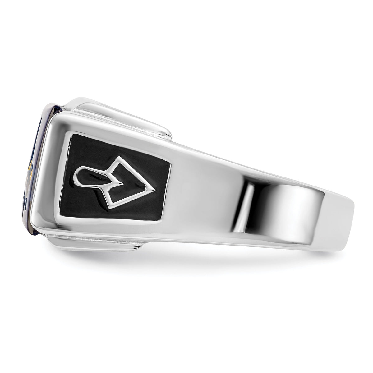 14kw Men's Textured, Enameled Dia Imit. Blue Spinel Masonic Ring-Y4111AA