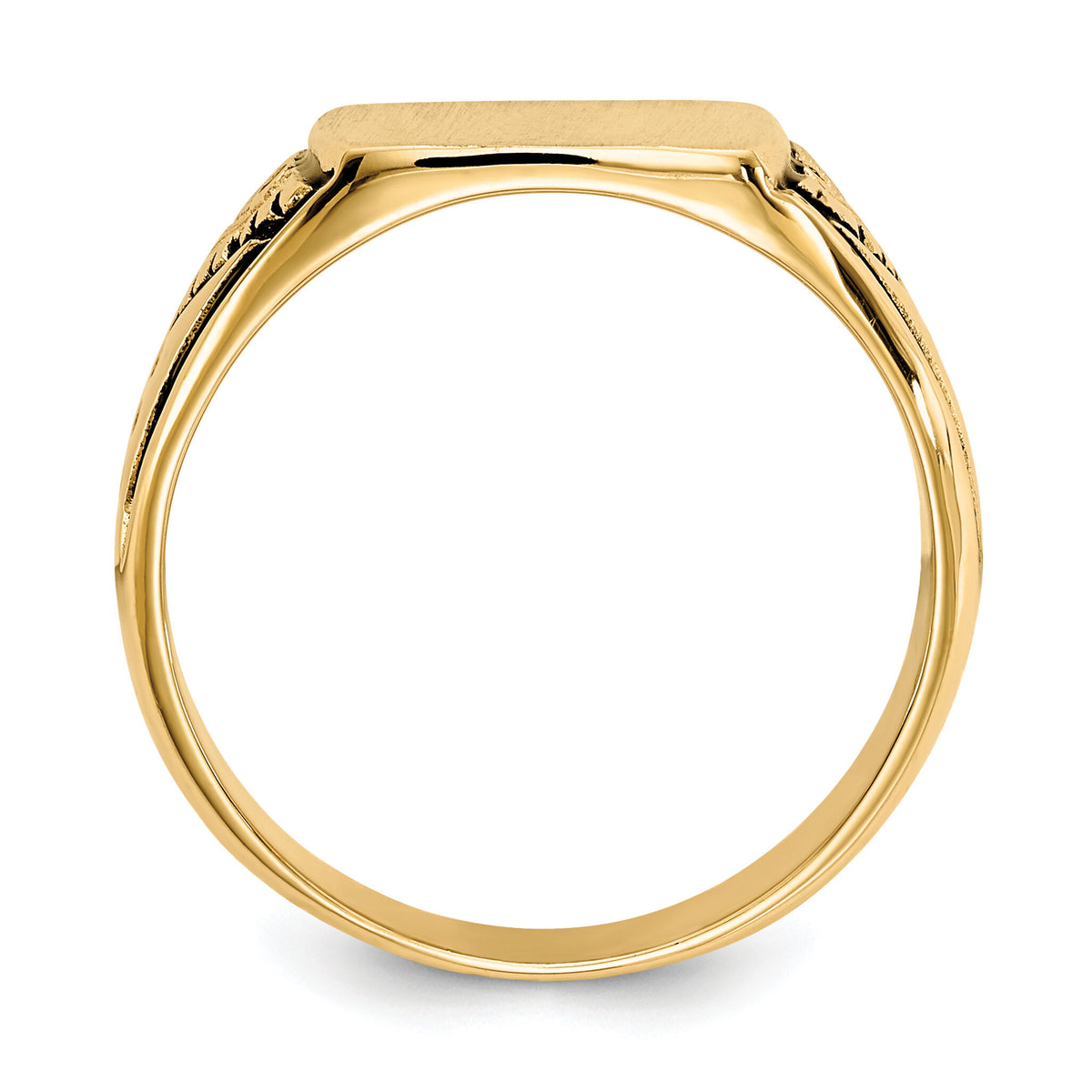 14k 11.5x11.0mm Closed Back Antiqued Signet Ring-Y4139