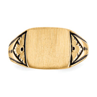 14k 11.5x11.0mm Closed Back Antiqued Signet Ring-Y4139