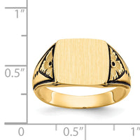 14k 11.5x11.0mm Closed Back Antiqued Signet Ring-Y4139