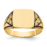 14k 11.5x11.0mm Closed Back Antiqued Signet Ring-Y4139