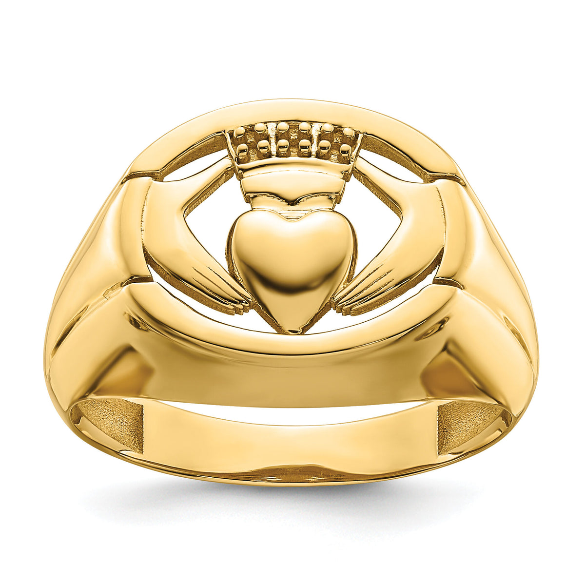 14k .01ct. Diamond and Onyx Mens Claddagh Ring Mounting-Y4142