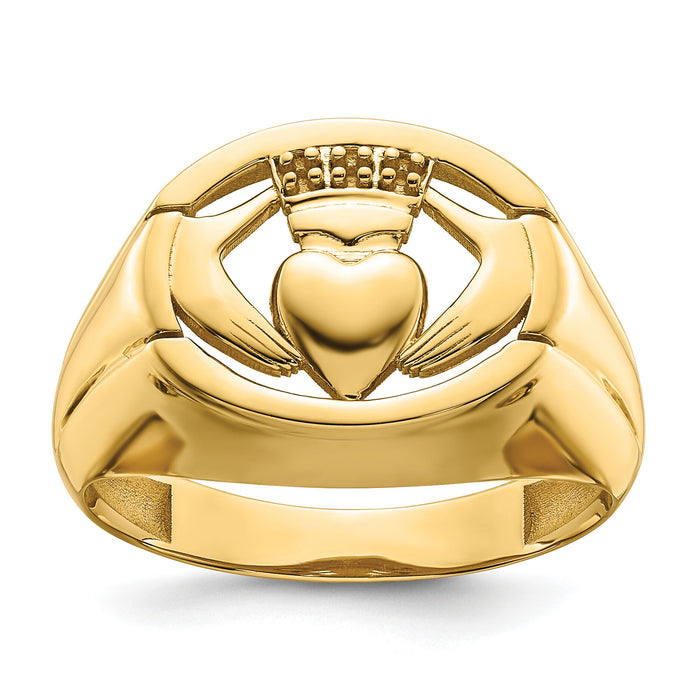 14k .01ct. Diamond and Onyx Mens Claddagh Ring Mounting-Y4142