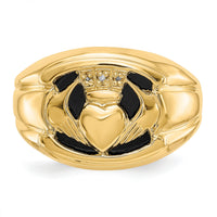 14k AA Diamond and Onyx Mens Claddagh Ring-Y4142AA