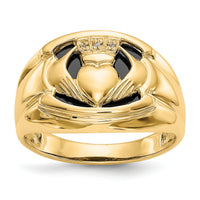 14k AA Diamond and Onyx Mens Claddagh Ring-Y4142AA