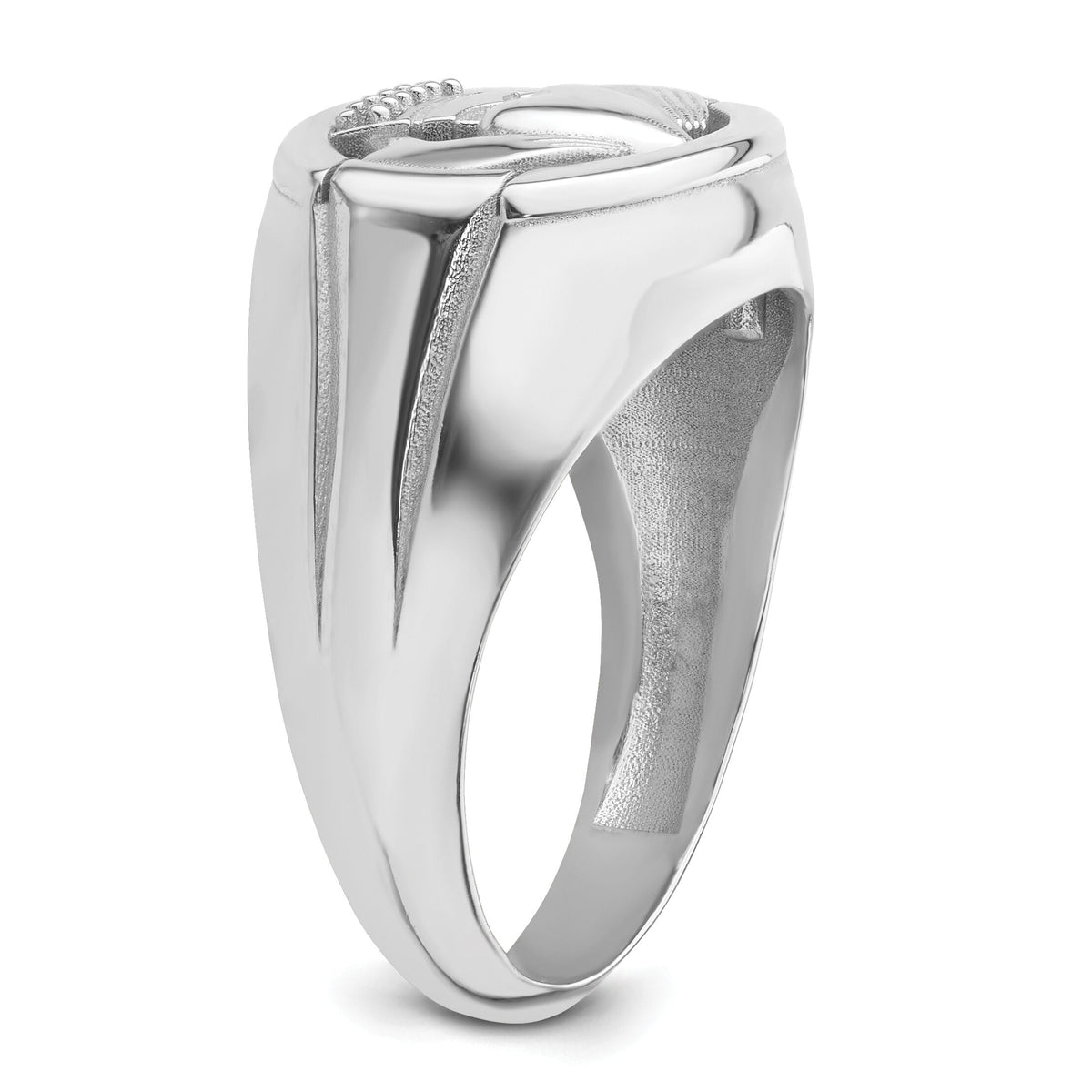 14k White Gold .01ct. Diamond/Onyx Men's Claddagh Ring Mounting-Y4143