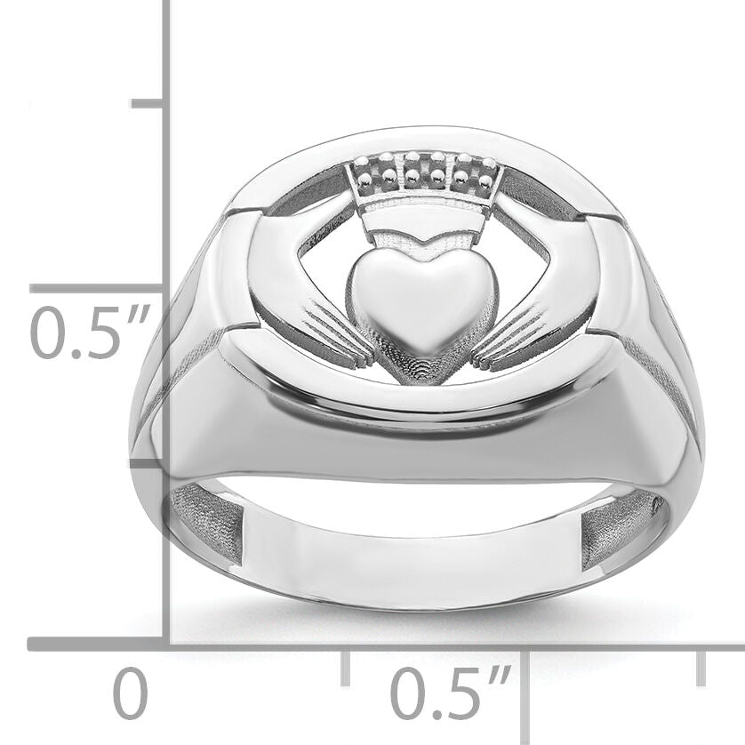 14k White Gold .01ct. Diamond/Onyx Men's Claddagh Ring Mounting-Y4143