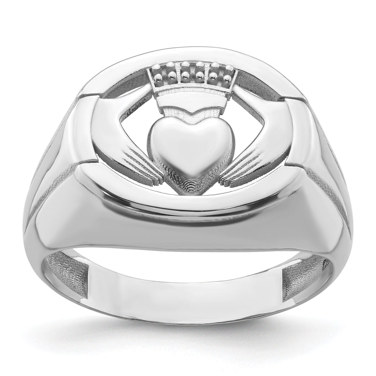 14k White Gold .01ct. Diamond/Onyx Men's Claddagh Ring Mounting-Y4143