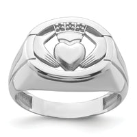 14k White Gold .01ct. Diamond/Onyx Men's Claddagh Ring Mounting-Y4143