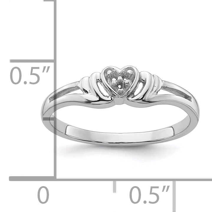 14k White Gold .03ct. Diamond Heart Ring Mounting-Y4176
