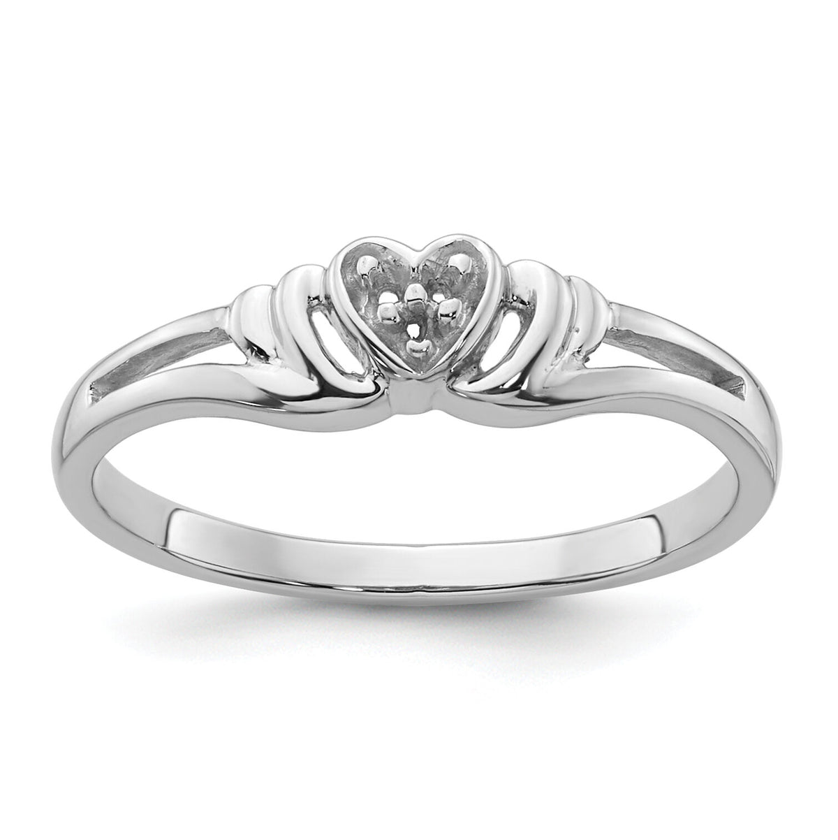 14k White Gold .03ct. Diamond Heart Ring Mounting-Y4176