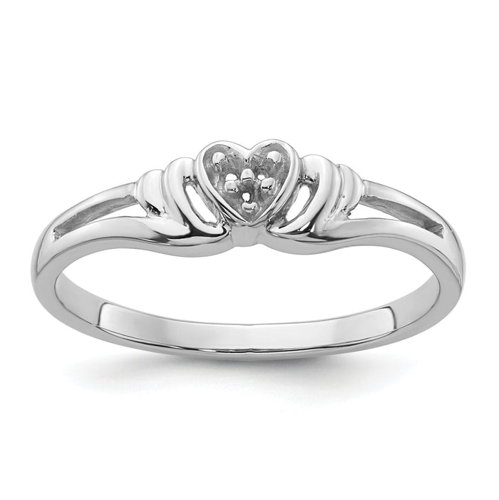 14k White Gold .03ct. Diamond Heart Ring Mounting-Y4176