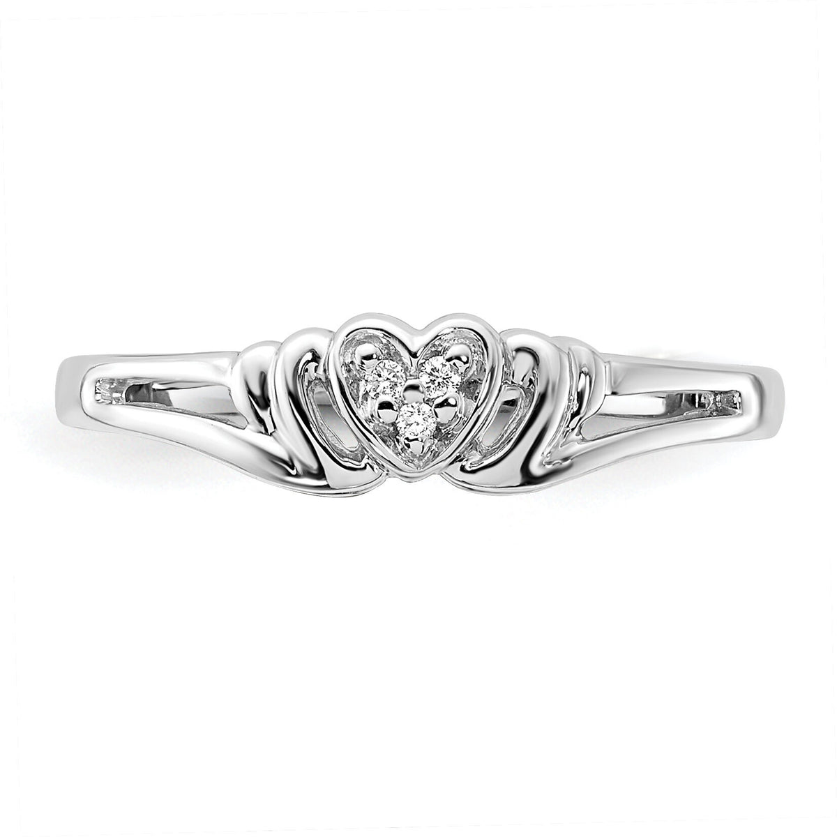 14k White Gold AA Diamond Heart Ring-Y4176AA