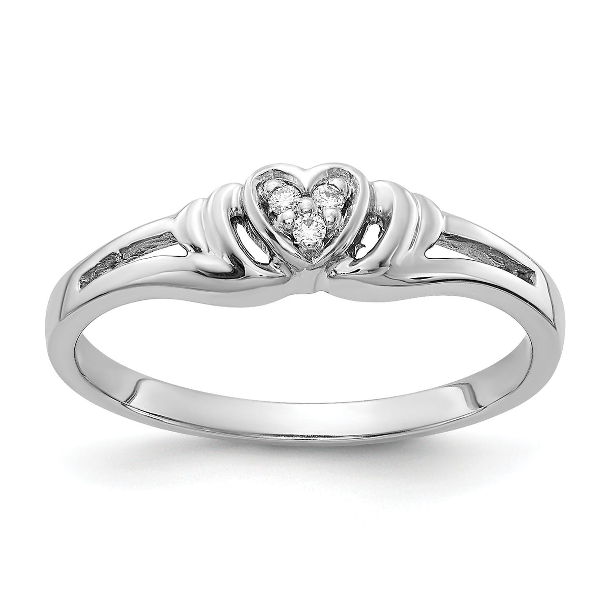 14k White Gold AA Diamond Heart Ring-Y4176AA