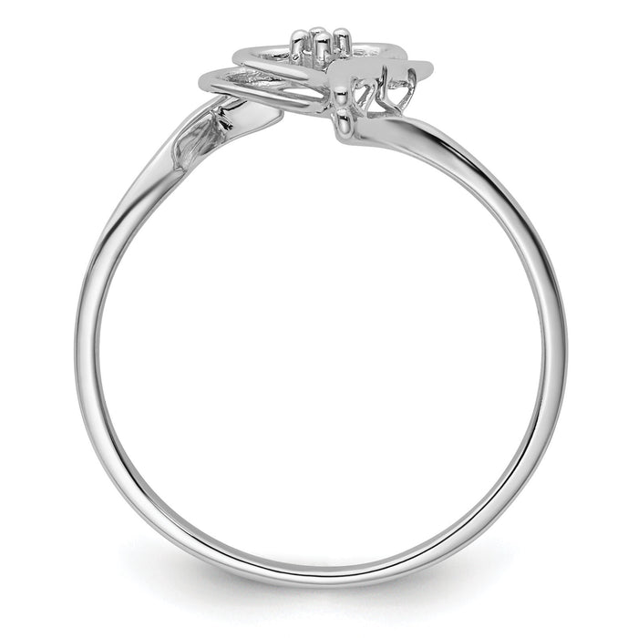 14k White Gold Heart Ring Mounting-Y4178