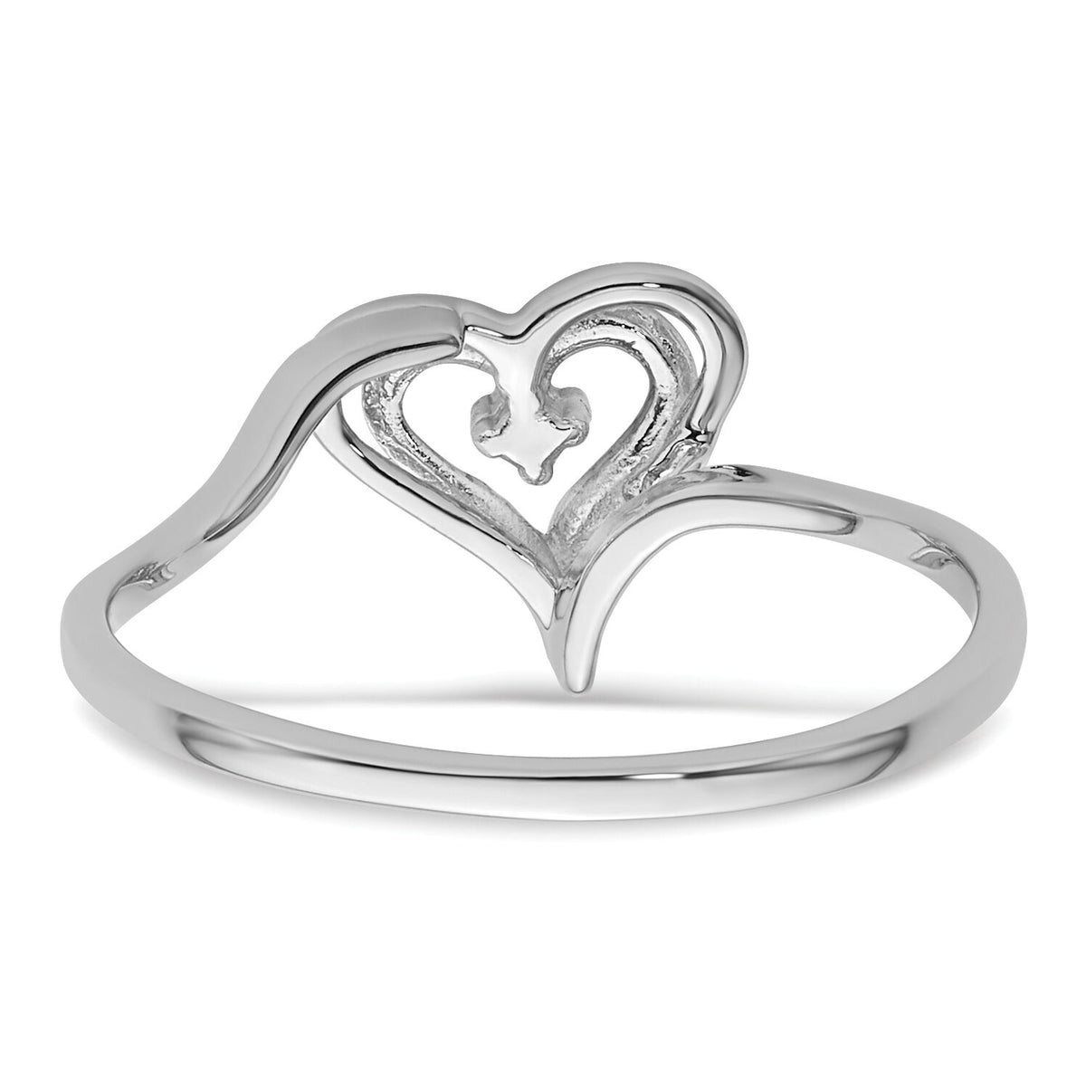 14k White Gold Heart Ring Mounting-Y4178
