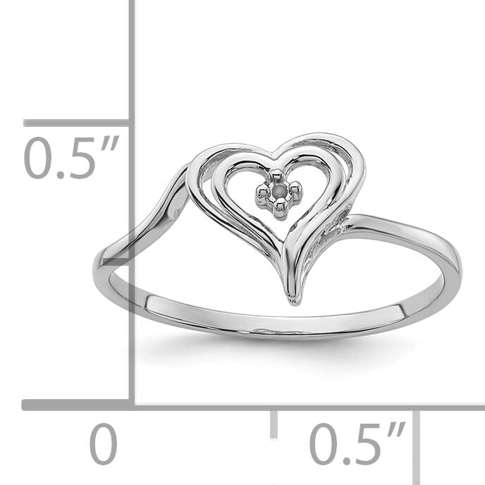 14k White Gold Heart Ring Mounting-Y4178